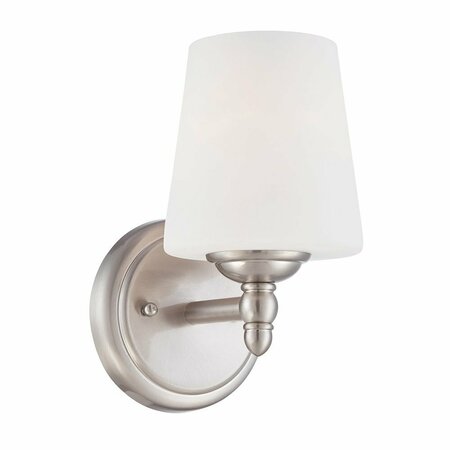 DESIGNERS FOUNTAIN Darcy 5.25in 1-Light Brushed Nickel Transitional Indoor Wall Sconce with White Opal Glass Shade 15006-1B-35